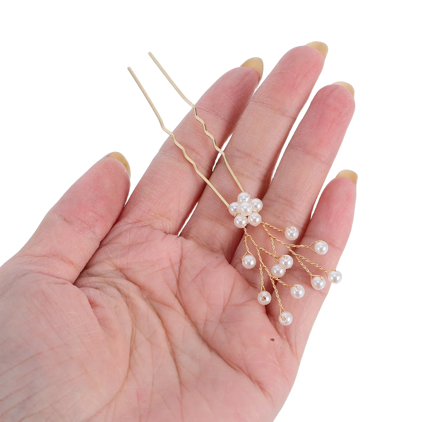5Pcs Pearls Flower Hairpins Bridal Headpiece Wedding Headdress Elegant Pearl Hair Accessories for Bride Banquet Party
