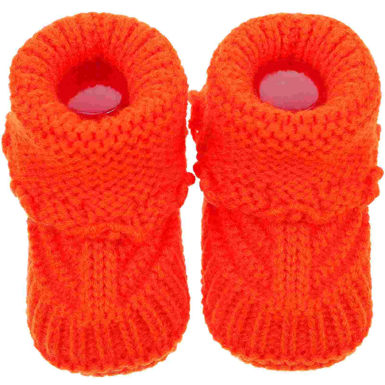 

Toddler Warm Shoes Infant Winter Booties Baby Handmade Knitted Orange Yarn Crochet For Newborn Child