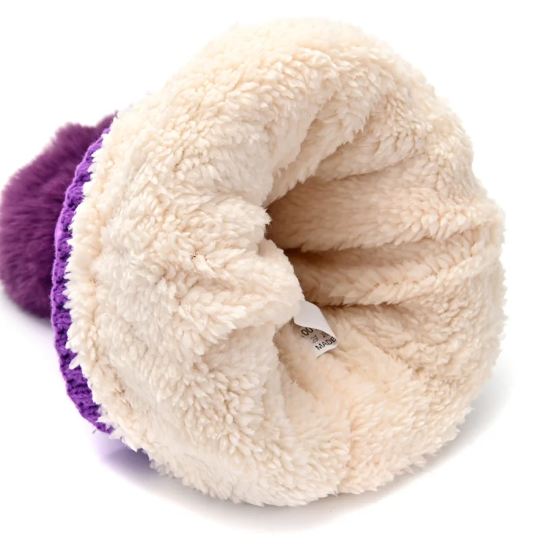 2023 New Laser Sequin Knitted Pompom Hat Fashion Thick Warm Beanies Winter Hat for Women Woolen Cap Velvet Fleece Hat