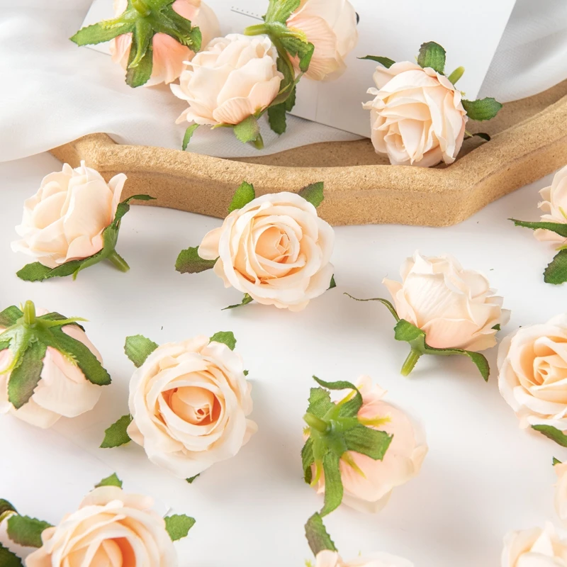 50/100 Stück Künstliche Blumen DIY Geschenkbox Kuchen Heimdekoration Weihnachtsdekoration Kränze Hochzeit Party Garten Rosen Bogen Seide – Detail 2