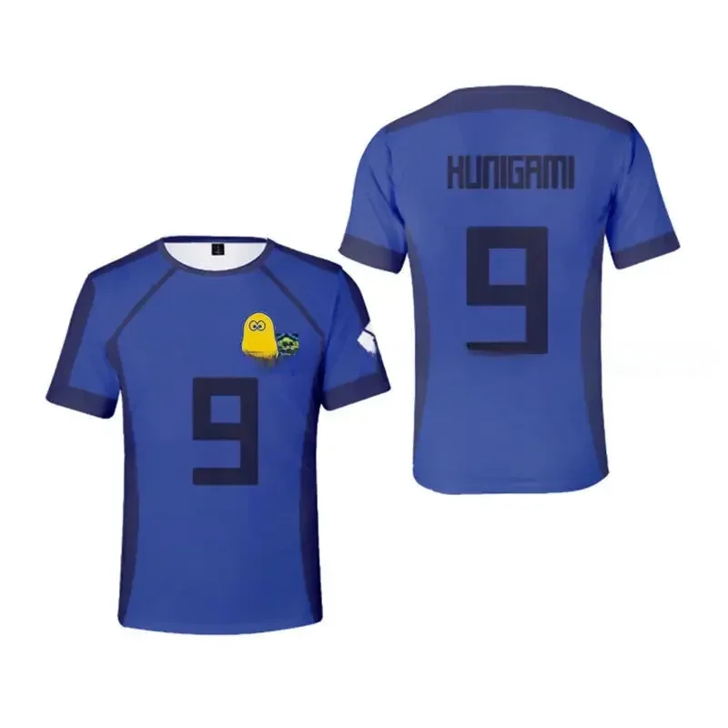أنيمي الأزرق قفل Isagi Yoichi كرة القدم جيرسي 1KY467HT تأثيري حلي شعر مستعار الأزرق فريق Z Bachira Meguru No.11 ملابس رياضية رقم 8