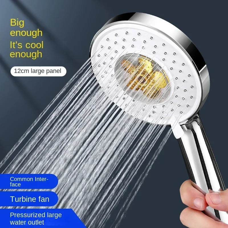 Large Panel, Three Speed Turbocharged Shower Nozzle, High Water Output, Bathroom Shower,Faucet Replacement Part Shower Head