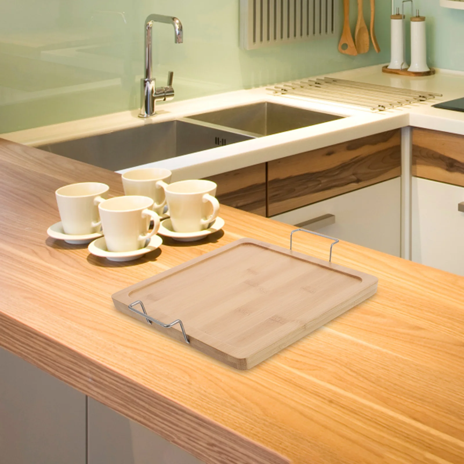 

Wooden Serving Tray Rectangle Bamboo Wood Food Tray Coffee Table Charcuterie Platter Home Hotel Bamboo Wine Serving Trays