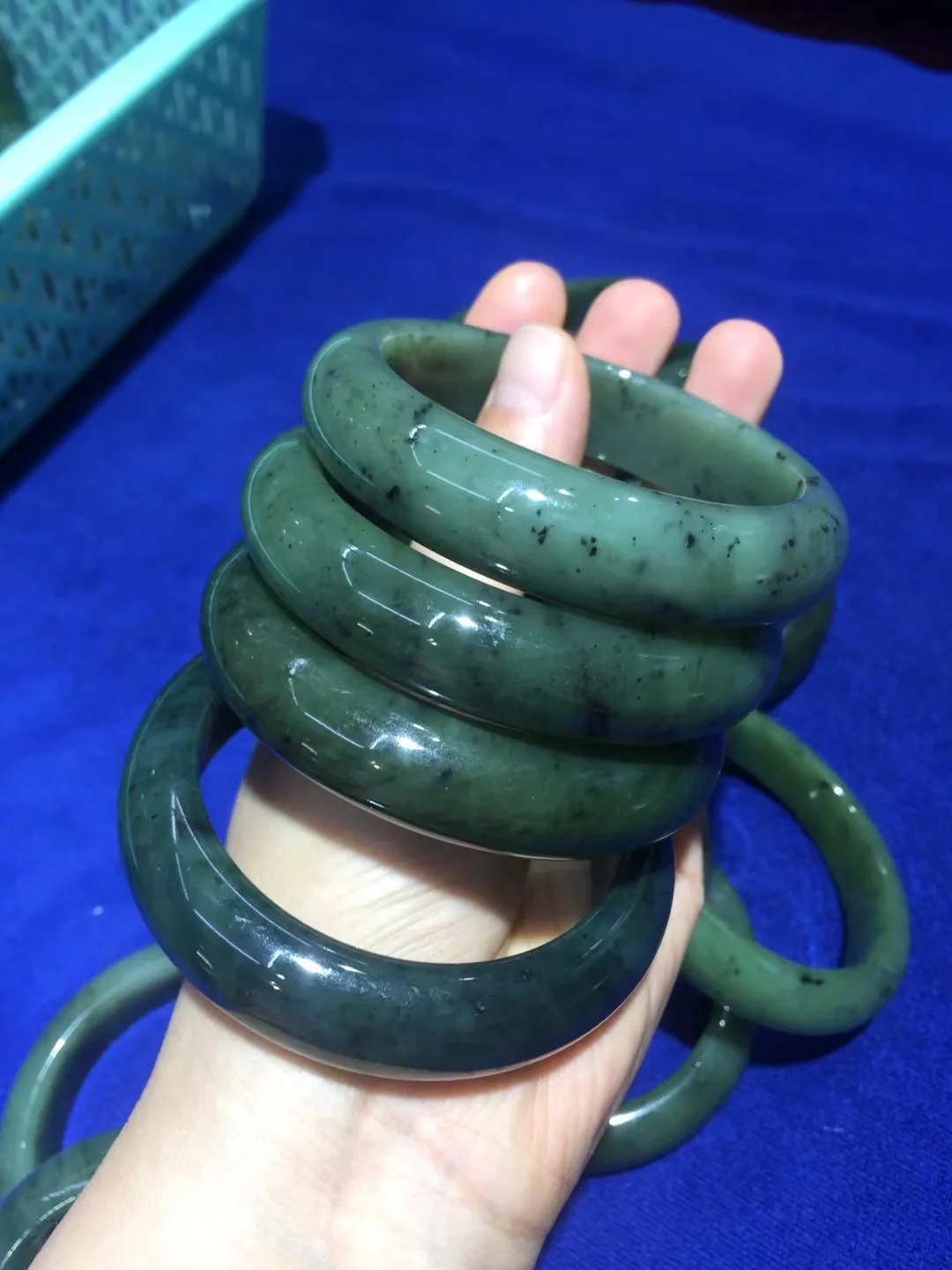 Rare Chinese Old nephrite Green Hetian jade Smoothly Fortune bangle Totem Carving WHole Sale Lot