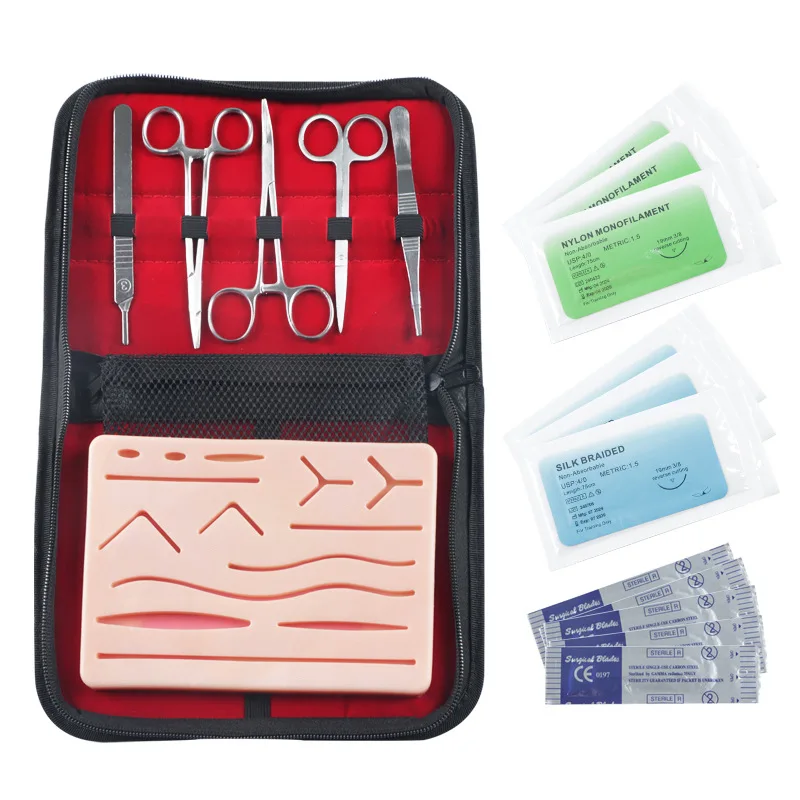 

17 шт./компл., комплект силиконовых шовных подушечек, медицинская студенческая тренировка кожи, медицинская сугическая модель для практики швов с инструментами