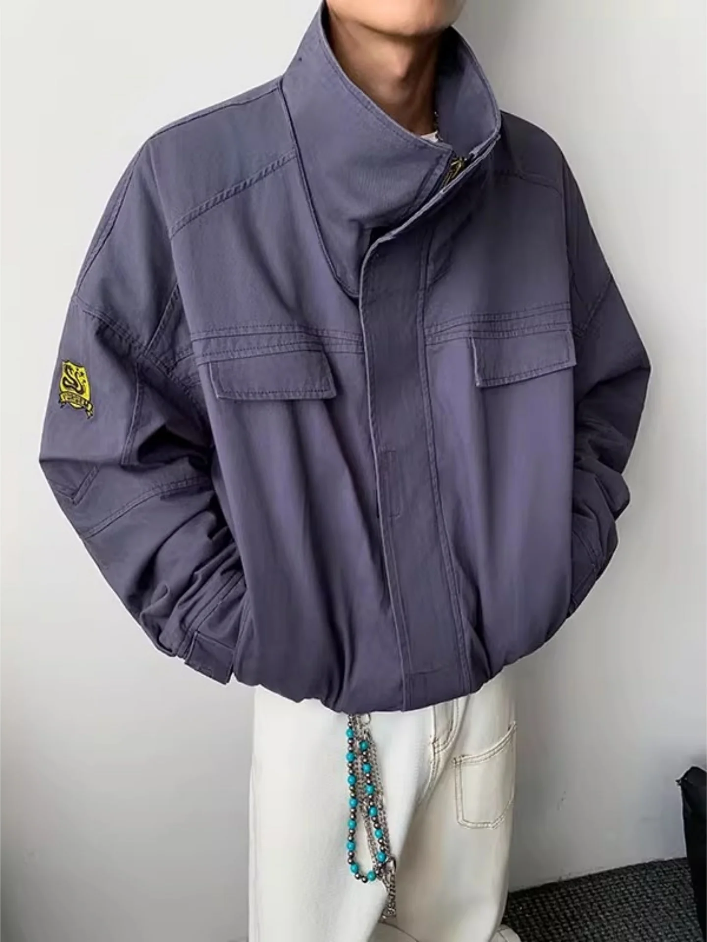 

Men's Winter Thiened Fce Denim Jaet Flight Coat Retro American Motorcycle Wear Waed Jeans Outerwear Youth Faion