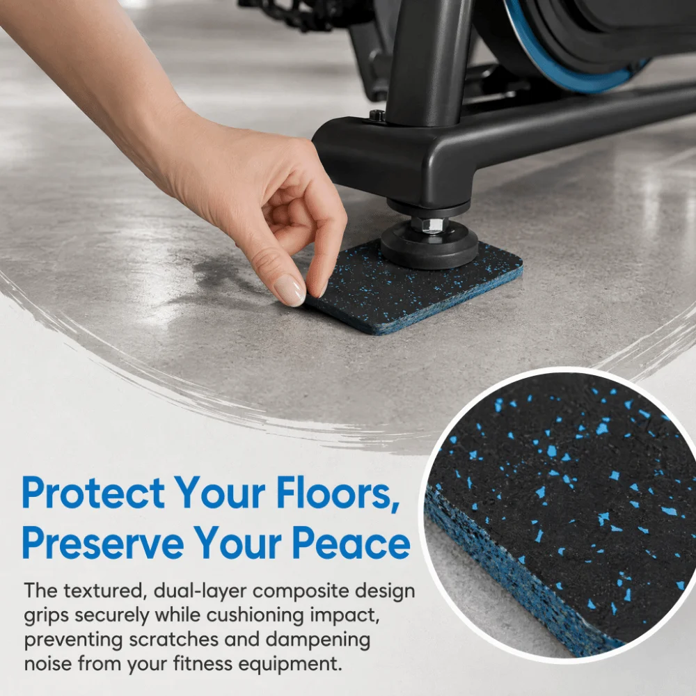 8pcs Two-Layer Composite Treadmill Mats Anti-Slip Noise Reduction Anti Vibration Pads Prevent Vibration High Density
