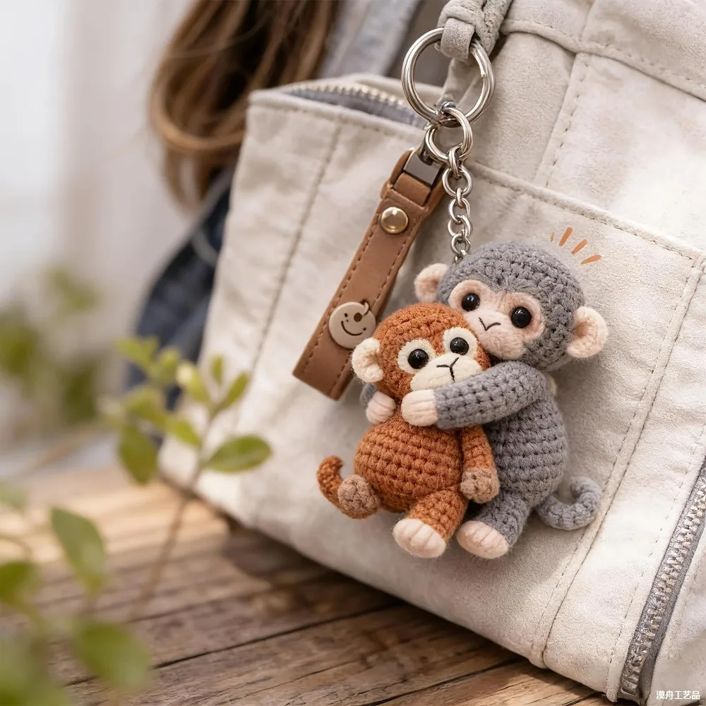Acrylic 2D Flat Pendant Embrace Monkey Suitable Decorations Couple Backpack for Various Holiday Gift Jewelry Accessories Gift