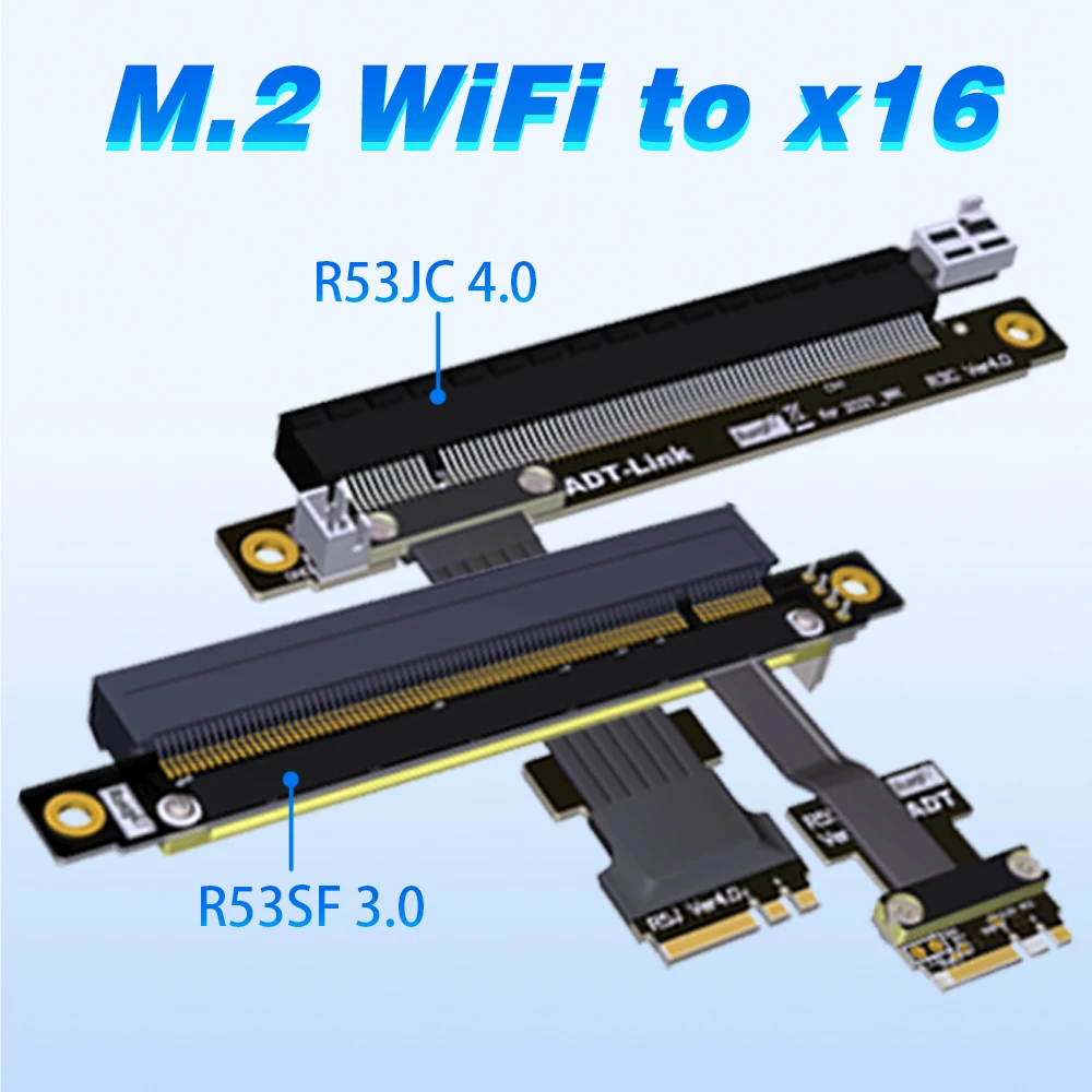 

Адаптер расширения ADT R53SF R53JC M.2 NGFF Wi-Fi Key A.E к PCIe 3,0 4,0 X16, Удлинительный кабель, PCI Express PCI-E 16x 5 см-100 см