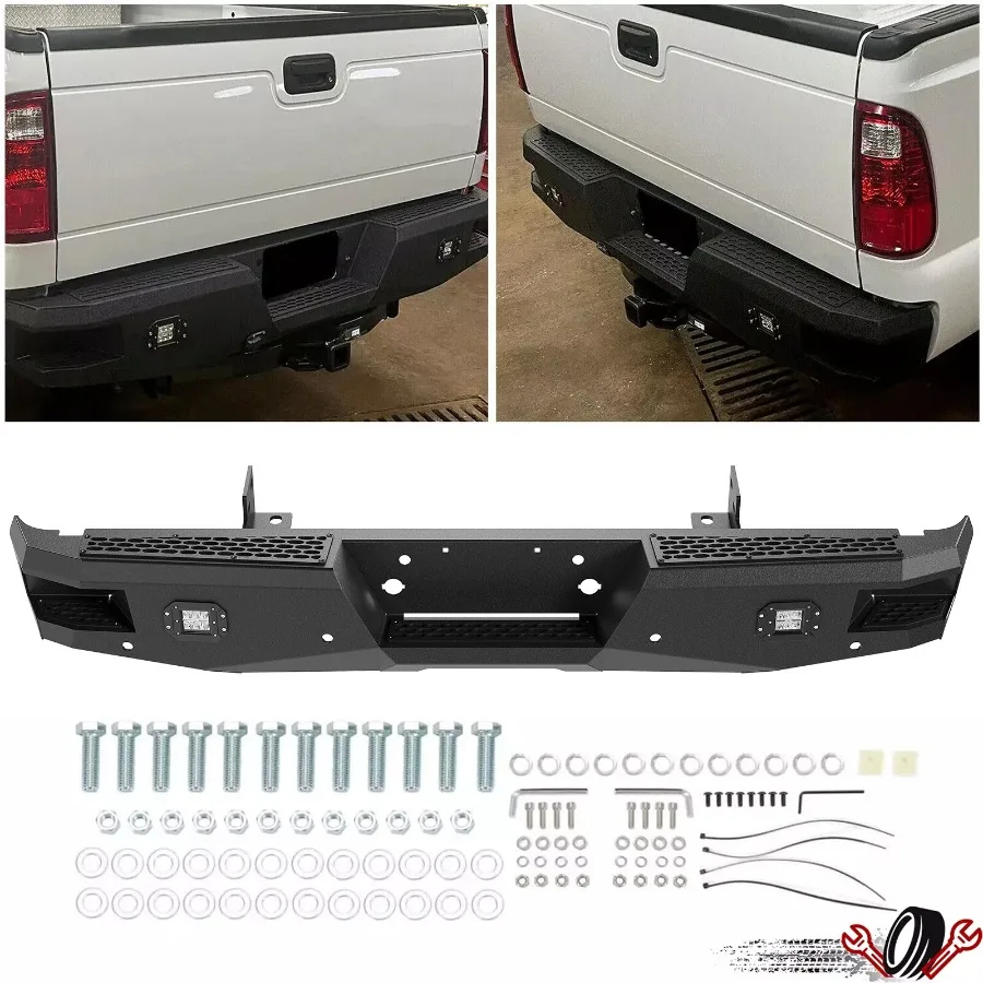 

Rear Bumper For 1999-2016 Super Duty F250 F350 Duty Black w/ Sensor Holes