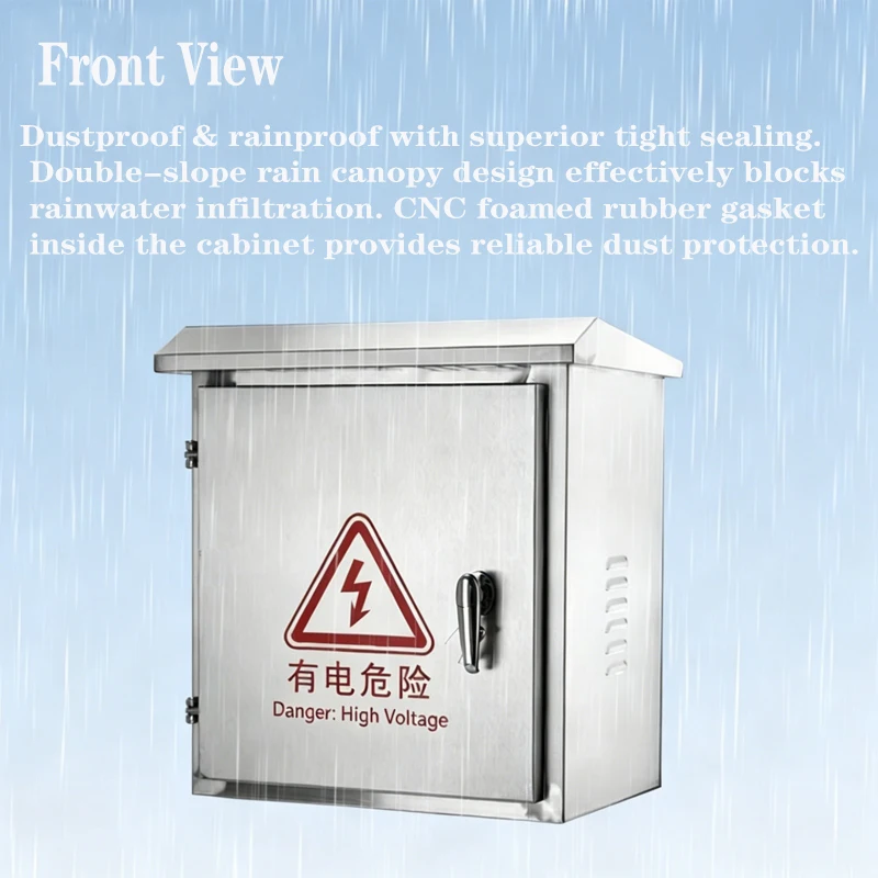 Sloped Rainproof Top Stainless Steel Pole Mount Box Stainless Hoop Clamp Included Anti-Corrosion Electrical Box