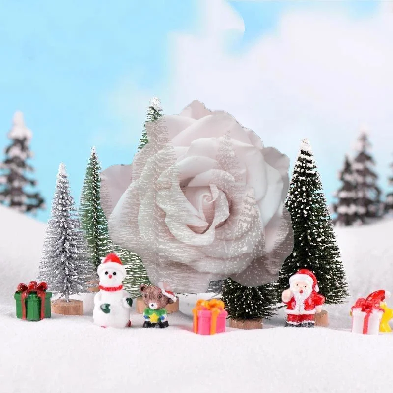 Popular Mini Christmas Tree Ornament With Snow Frosted Design Cute Figurines For Tabletop Holiday Party Decor