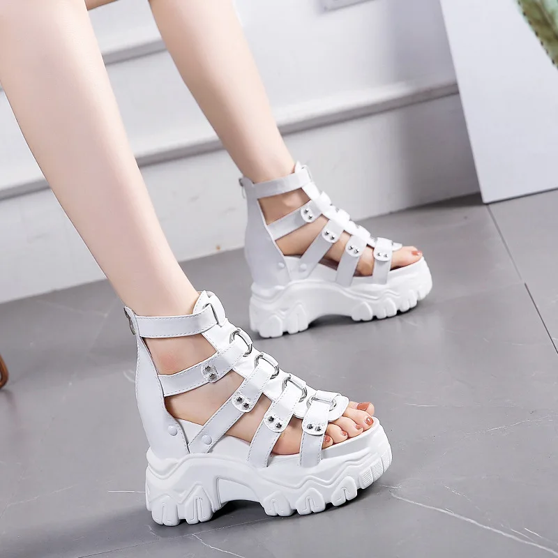 Women Summer Sandals Shoes Wedges Platform Sports Style Casual Footwear Open Toe Back Zip Women Shoes Solid Colour Sandal Boots