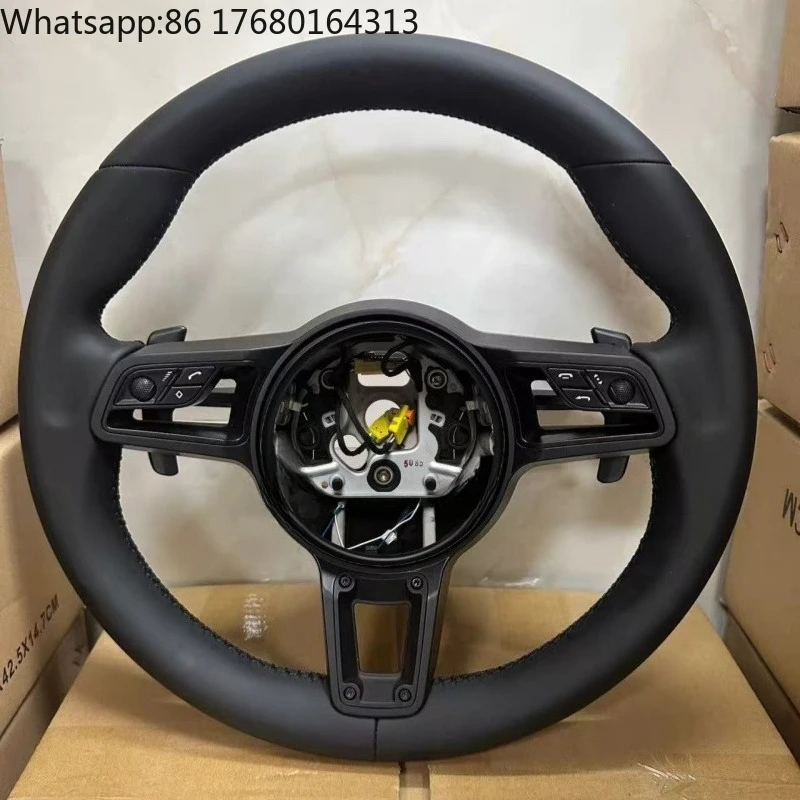 For Car Steering Wheel for Porsche Panamera Cayenne Macan 718 Boxster Cayman 996 911 981 958 991 All Black Leather