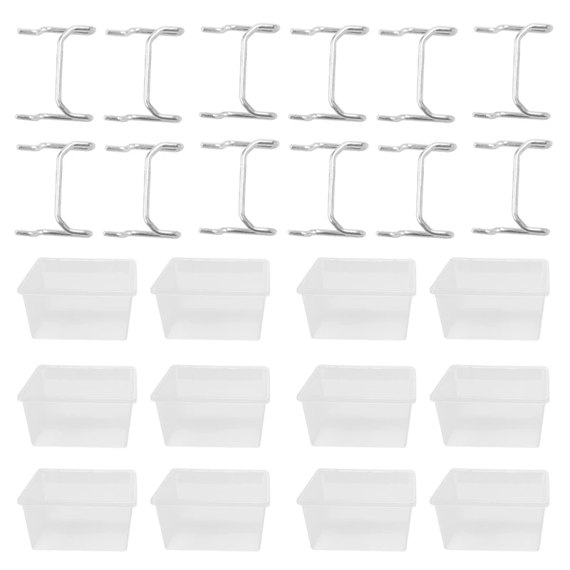 

12 Pieces Pegboard Plastic Bins Kit - Pegboard Bins With Hooks - Pegboard Accessories Workbench Bins Fits To Peg Board