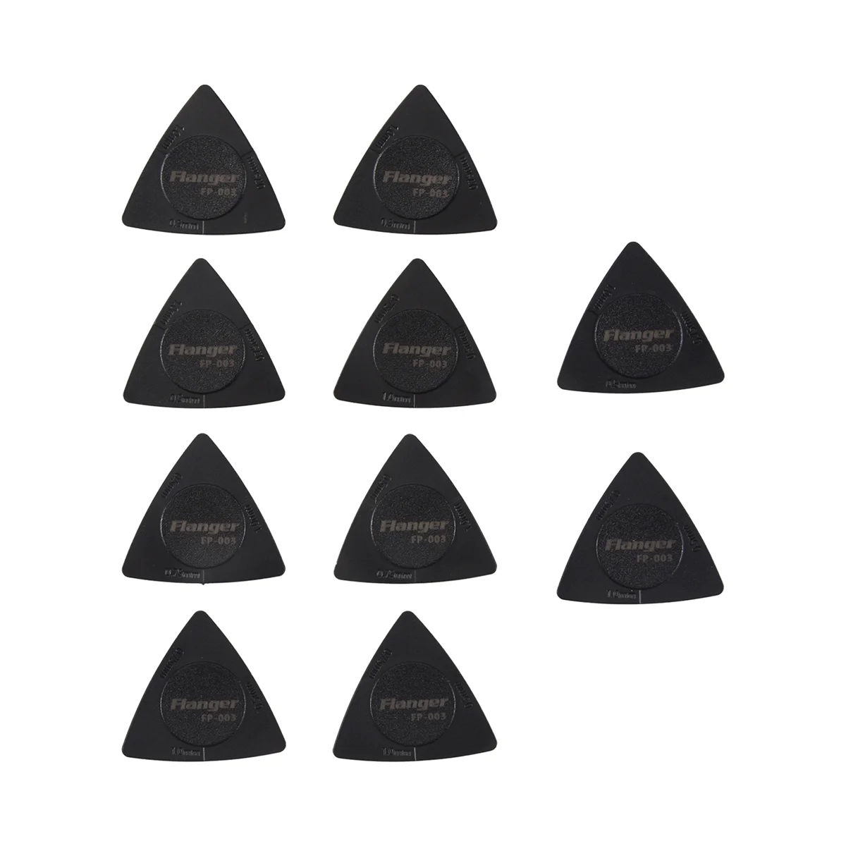 10 Uds. Púas de guitarra triangulares 1,0 0,75 0,5mm de espesor en PC + Material ABS púas de estilo antideslizante negro