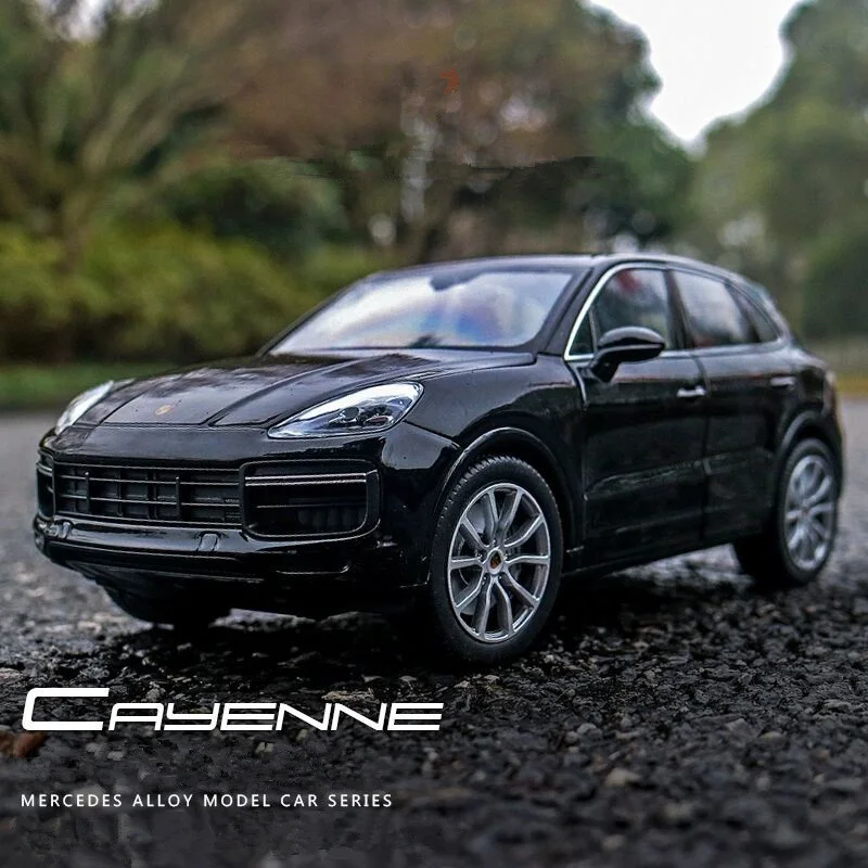 Cayennes-modelo de coche de aleación Turbo SUV, vehículo de juguete de Metal fundido a presión, colección de simulación de sonido y luz, regalo para