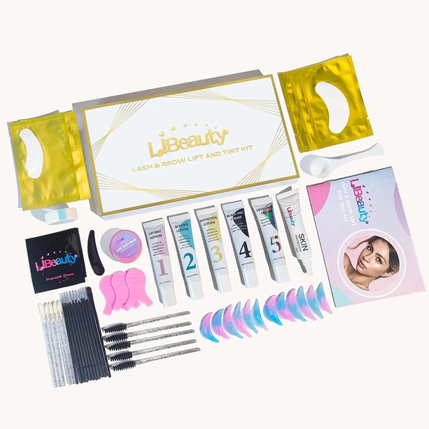 

Набор для ламинирования и окрашивания ресниц Libeauty, ламинирование бровей, лифтинг и завивка ресниц, краска для объемных ресниц и бровей, для домашнего использования