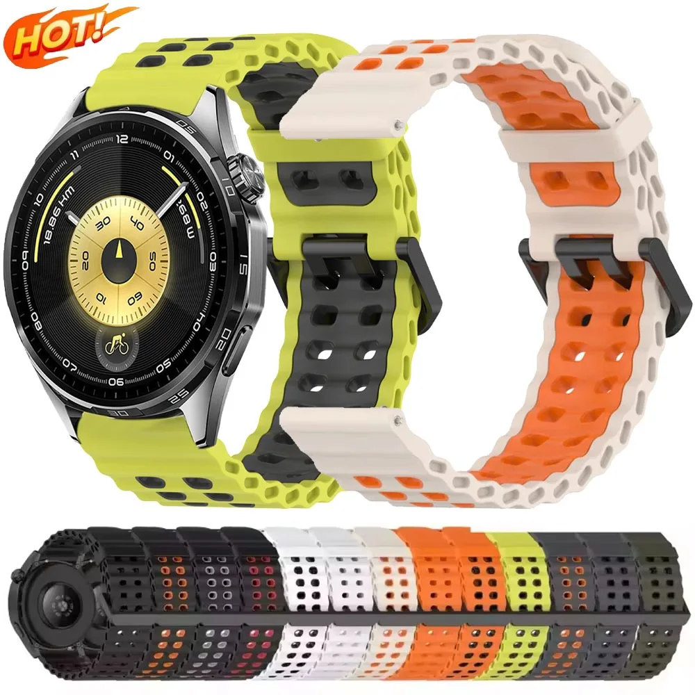 Bracelet en Silicone 22mm pour Huawei GT 6 Pro GT6 GT5 GT5Pro GT4 GT3 2 2e 46mm, Bracelet de sport respirant pour montre Huawei 5 4 3