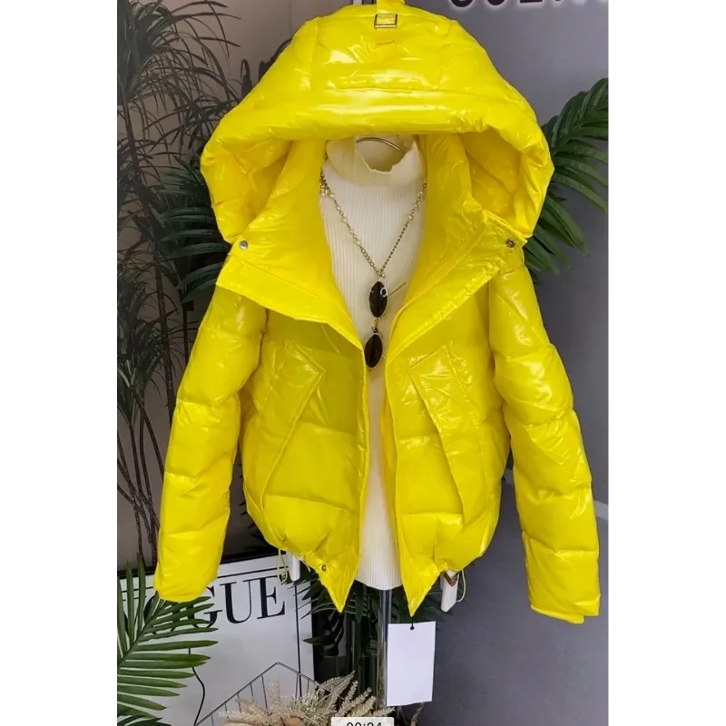 Glossy Leave-in Down Cotton Clothes Women's Winter New Korean Version Hooded Loose Short Fashion Versatile Cotton-padded Clothes