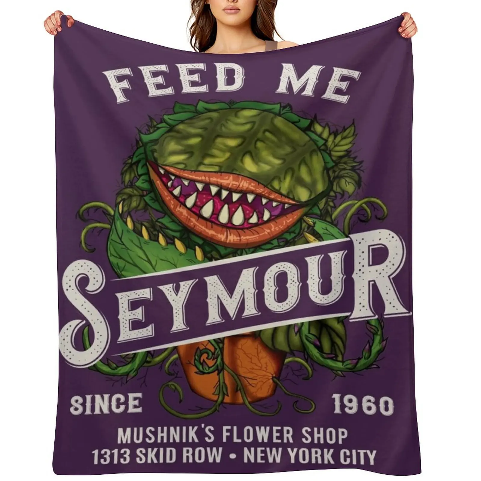 

Feed me Seymour Throw Blanket Plush Thermal Hairy Beautifuls Blankets