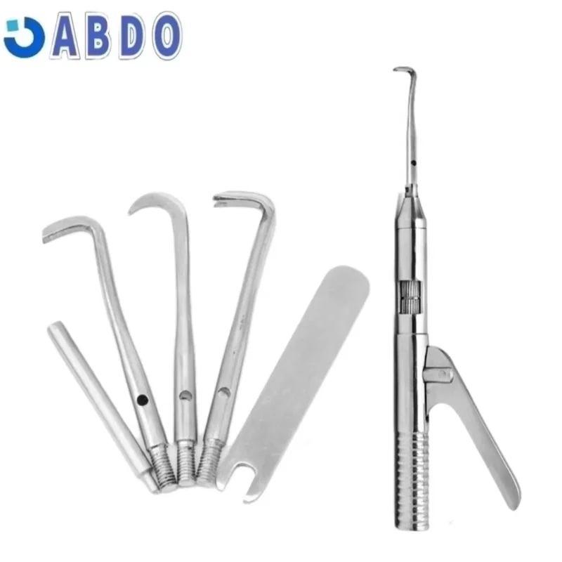 Dental 1 Set Automatic Singlehanded Crown Remover Gun set Stainless Steel Dental Surgical Instrument Tools with 3 working tip