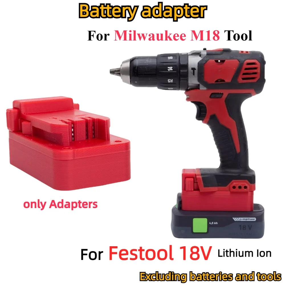 

Adapter/Converter for Festool AIRSTREAM 18V Li-ion Battery TO For Milwaukee M18 Electric Drill Tools Battery (Only Adapter)