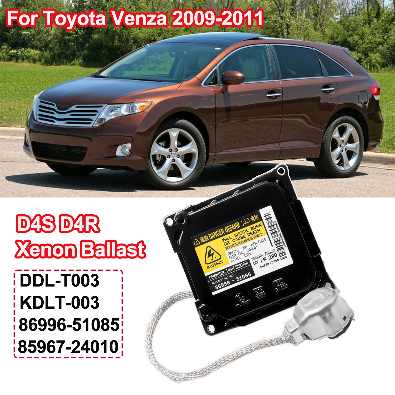 86996-51085 Car HID Headlight Xenon Ballast Control Unit with Igniter and Bulb Module  For Toyota Venza 2009 2010 2011