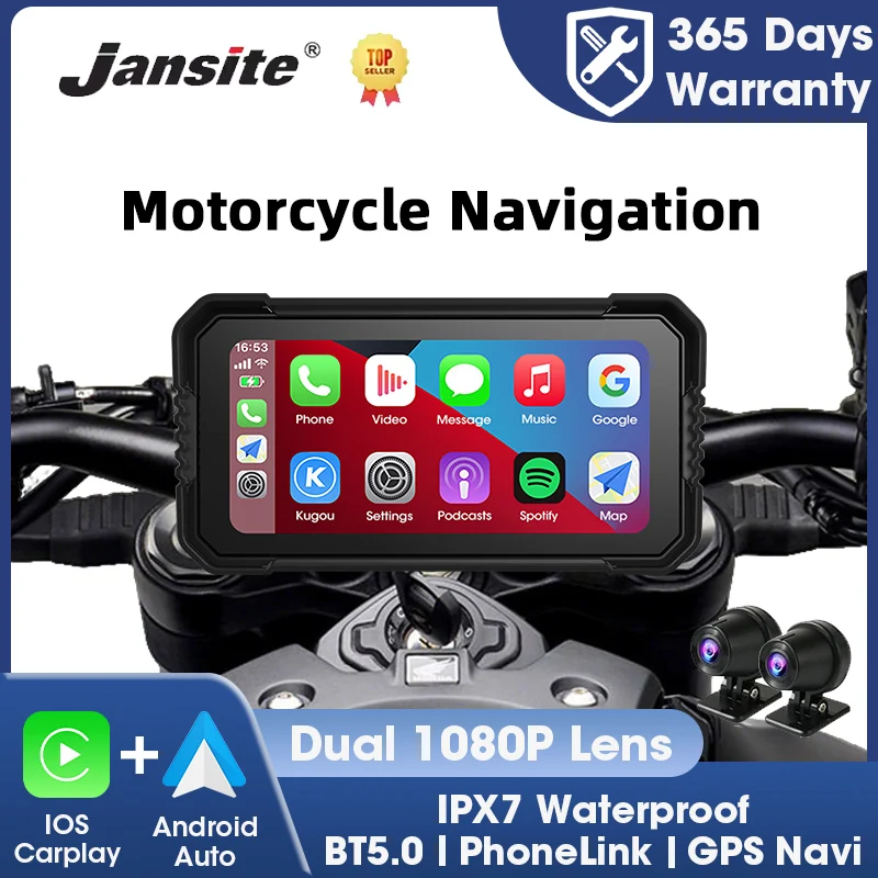 

Мото-монитор 6,25 дюйма: GPS-навигатор для мотоцикла, видеорегистратор, CarPlay, IPS-дисплей, видеокамера, водонепроницаемость IPX7, поддержка камеры 1080P, TPMS