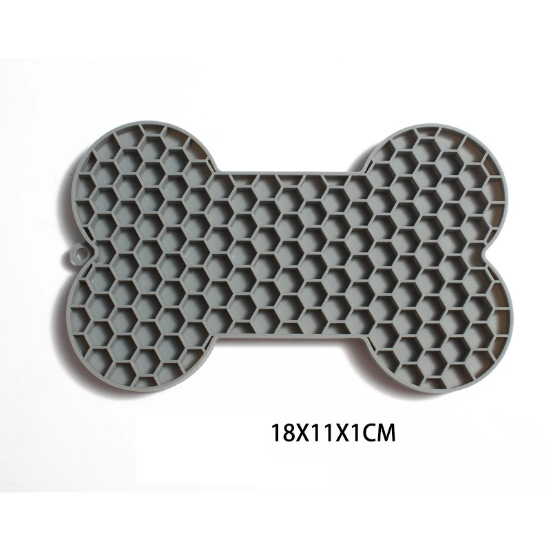 Bone Shape Silicone Licking Pad Pet Dog Peanut Butter Slow Food Bowl Eating for Cats Dogs Feeder Feeding Lickmat