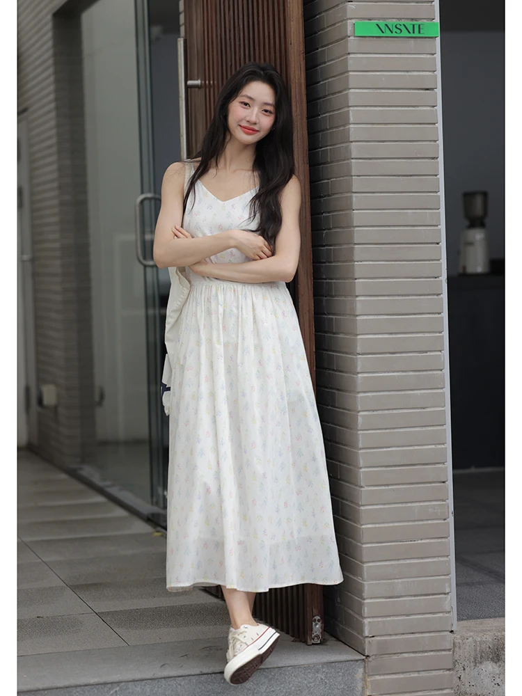 

Новая летняя женская пляжная юбка-платье с V-образным вырезом и цветочным принтом, 100% хлопок, для женщин