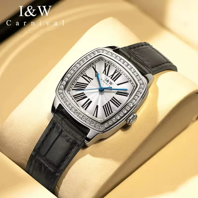 Carnival High-End Series IW Brand Luxury Imported Movement Quartz Watch Women Fashion Daimond Leather Waterproof Ladies Watches