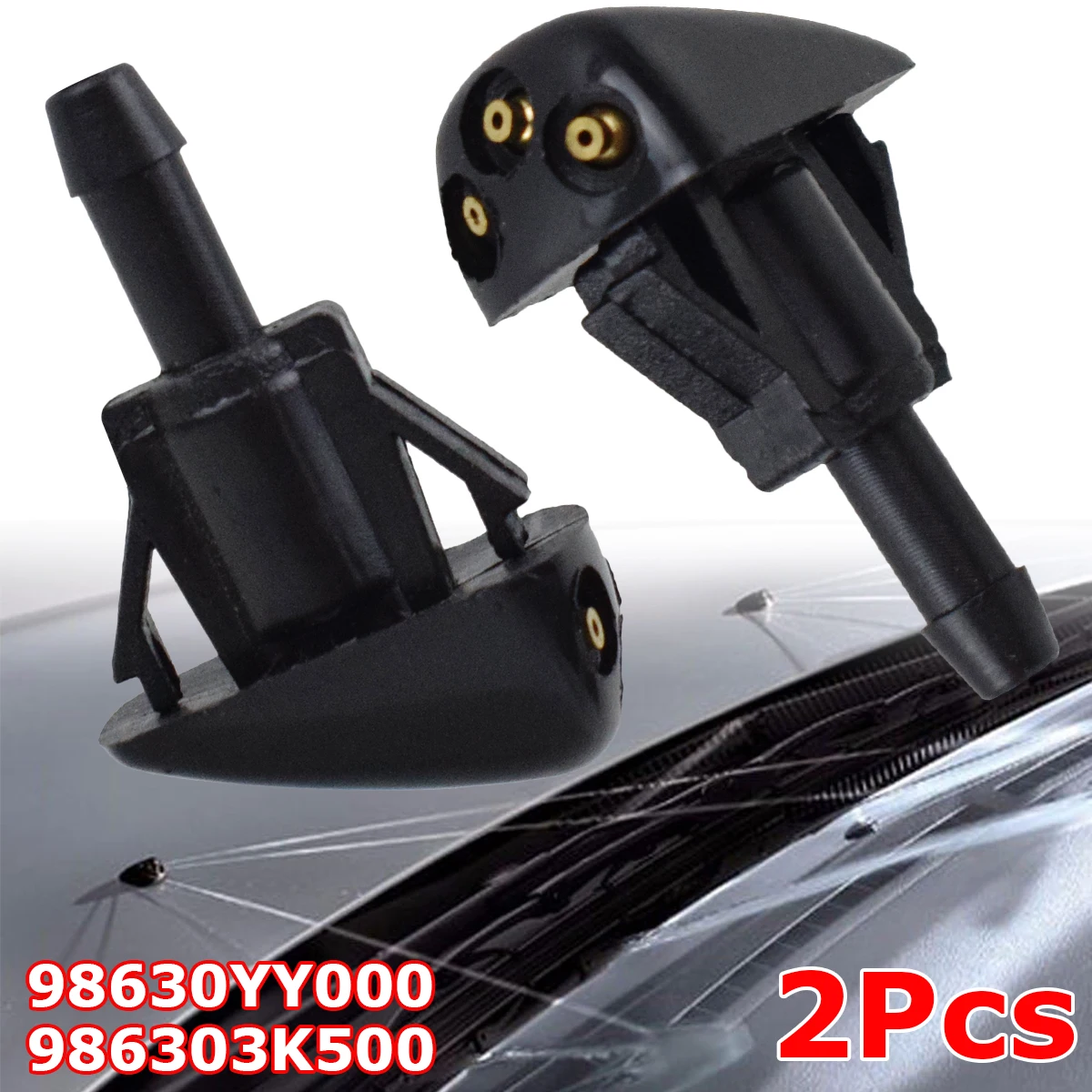 2Pcs Car Front Windshield Wiper Nozzle Washer Spray Jet For Hyundai Elantra Sonata Santa Fe Kia Amanti Optima Sorento 98630YY000