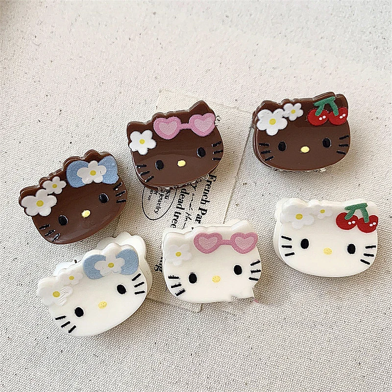 Sanrios Hair Accessories Anime Figures HelloKittys Acrylic Headwear Cute Cartoon Animal Hair Clips  Headwear Decorate Craft Gift