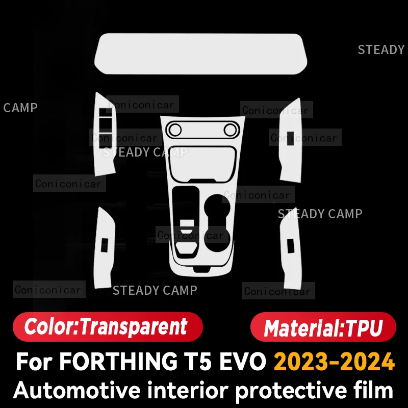 For FORTHING T5 EVO 2023 2024 Panel Dashboard Navigation Automotive Interior Protective Film TPU Anti-Scratch Sticker