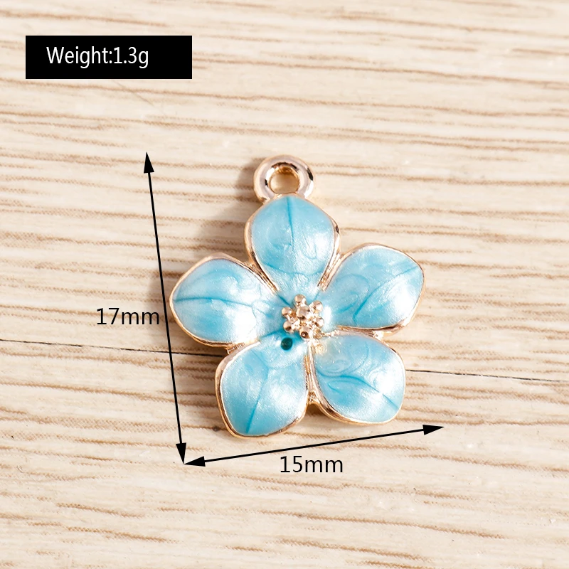 10 Stück niedliche, bunte Emaille-Blumenanhänger zum Basteln von Anhängern, Halsketten, Ohrringen, Armbändern, DIY-Bastelarbeiten und Schmuckzubehör – Detail 5