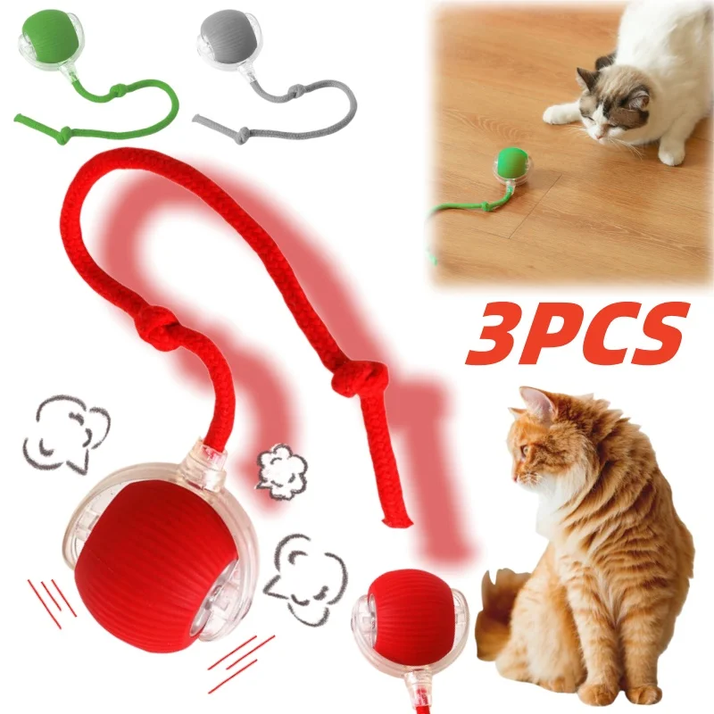 1/3PCS Electric Cat Ball Toys Automatic Rolling Ball Faux Tail Rechargeable Smart Pet Interactive Toy Dog Cat Training Game Toys