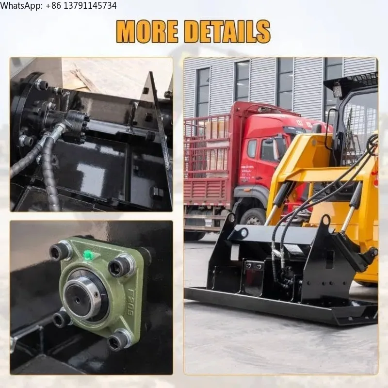 71'/1810mm Hydraulic Skid Steer Plate Compactor Skid Steer Loader Attachment Compatible with Various Skid Steer Loaders