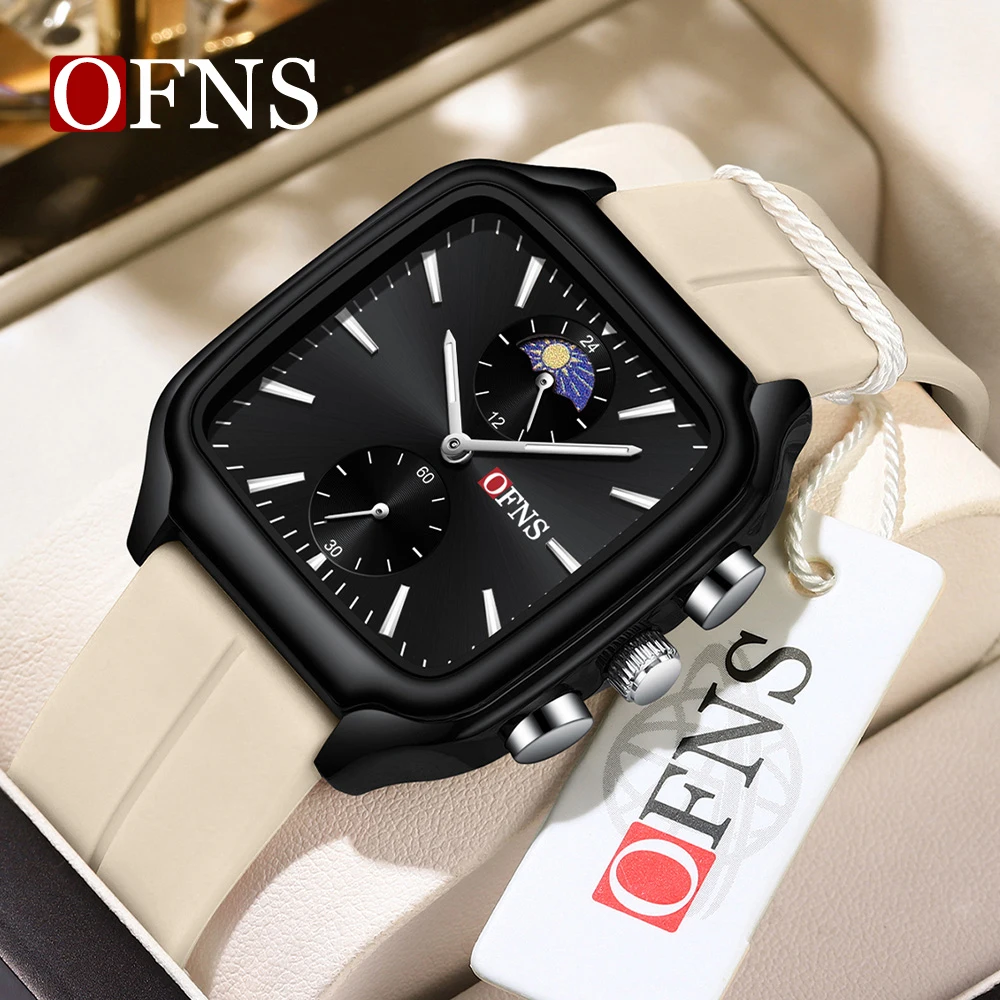 OFNS Top Brand 2025 New Luxury Women's Quartz Watch Multi functional Waterproof Moonphase Chronograph Women's Quartz Watch 7504