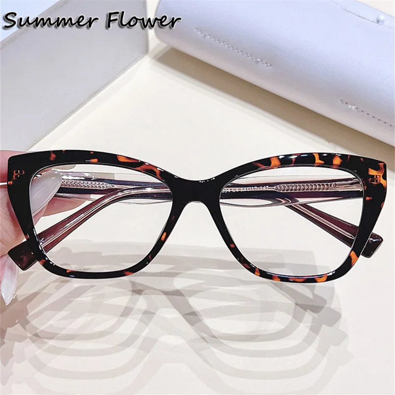 Women Cat Eye Fashion Eyeglasses Elegant Durable Spring Hinge Flexible Glasses Gradient Clear Glasses Myopia Reading Glasses