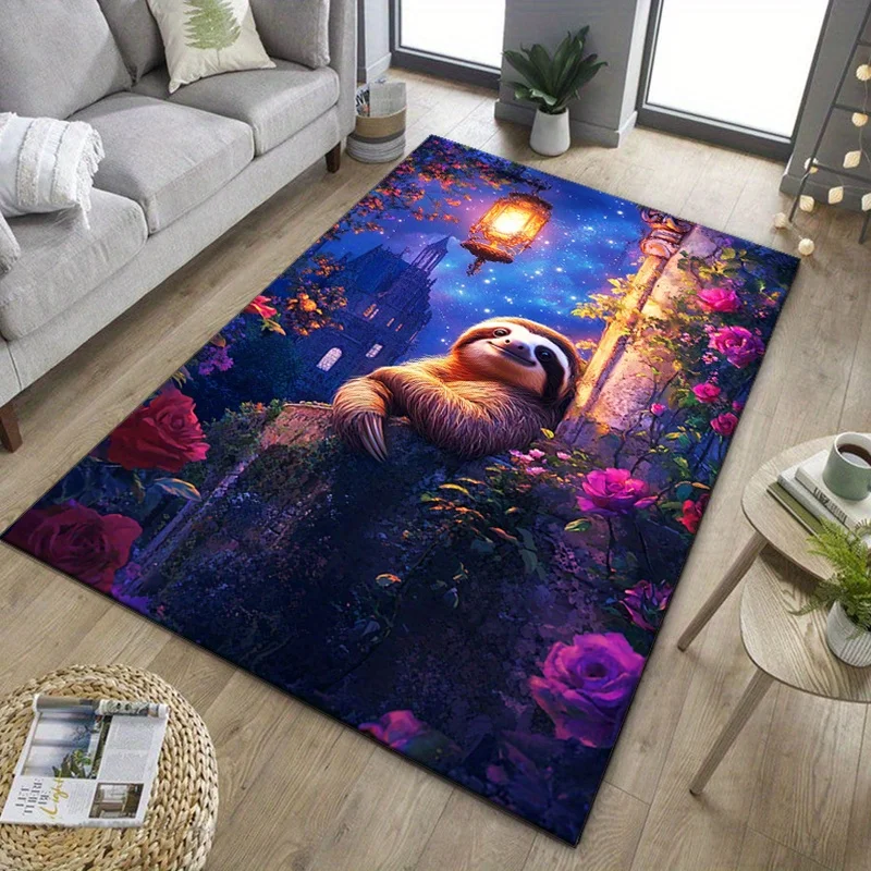 

Очаровательный коврик «Ленивец и розы» для уютных живых помещений — ковер с уникальным дизайном животных | Мебель для дома Нескользящий ковер