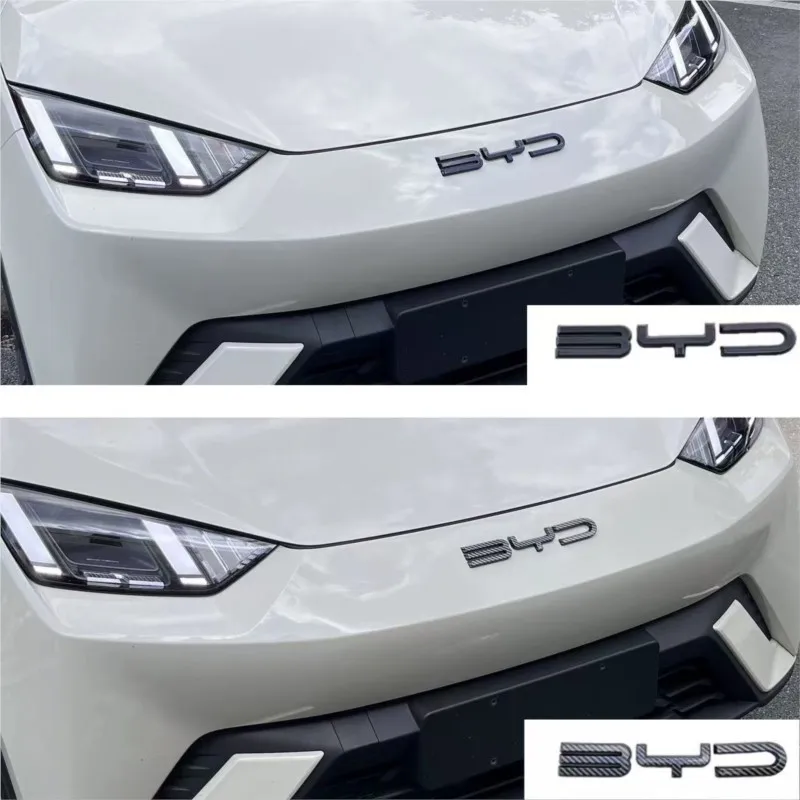 ل BYD ختم هان سونغ يوان دولفين ATTO 3 اكسسوارات السيارات المصد الأمامي شعار شارة ملصق مائي شعار الكربون الأسود تجديد ملصق