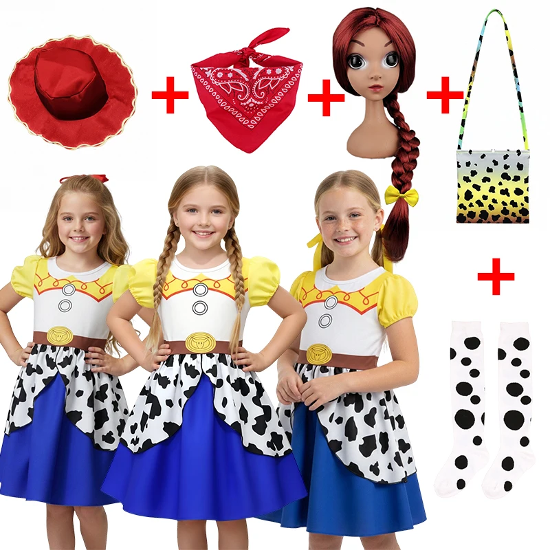 Vestido de Jessie de Toy Story 6 de Disney para niña, ropa con estampado 3D de dibujos animados, disfraz de vaquera, disfraces de Halloween para niños de 1 a 12 años