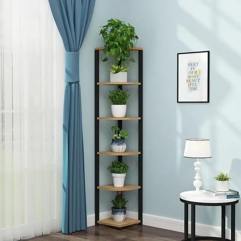 European Wrought Iron Corner Flower Stand Triangular Multi Tier Wall Mounted Plant Pot Rack Shelf Storage for Home Decor