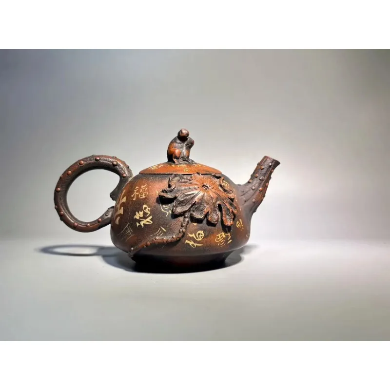 

Чайник ручной работы из глины Цзяньшуй (не Исин) с резьбой, из натурального материала, от мастера Чэнь Шаокана, для чайной церемонии, аксессуары для чая
