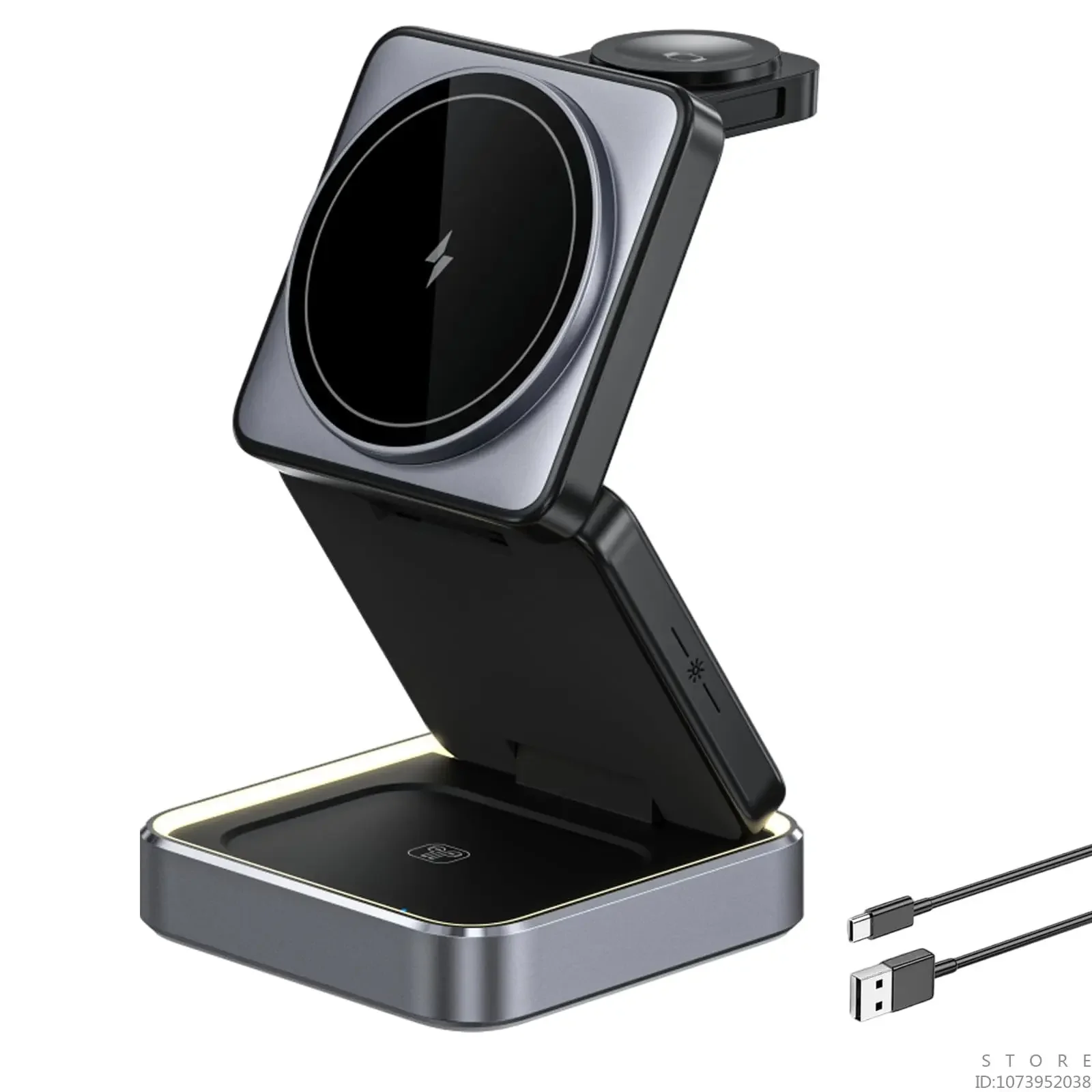 

Foldable 3 in 1 Charger Station for Apple 15W Fast Magnetic Portable Wireless Charger Compatible with IPhone for Apple Watch