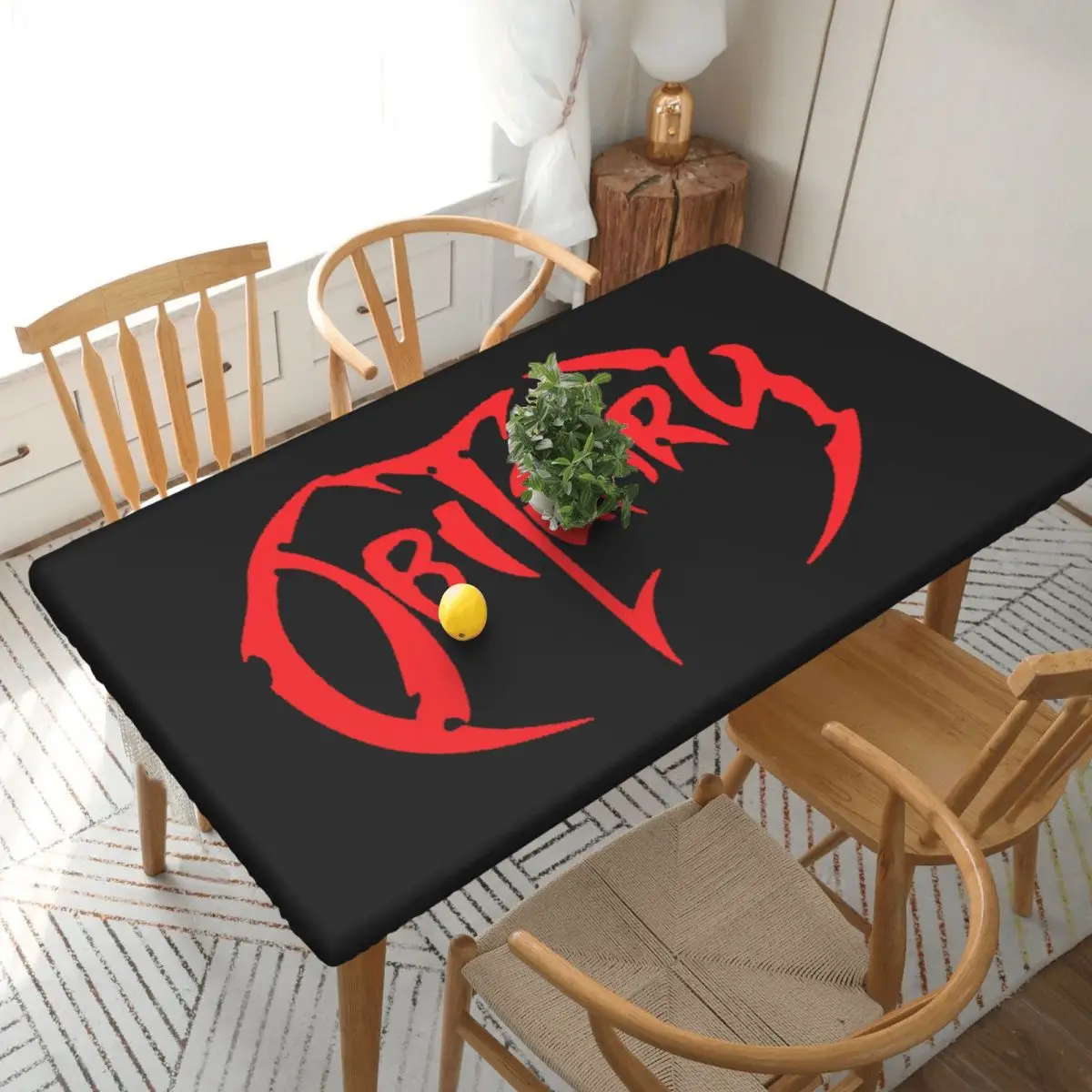 Adult Obituary Band Logo Death Metal Trucker Custom Rectangular Tablecloth Oilproof Table Cover for Festival Party Table Cloth