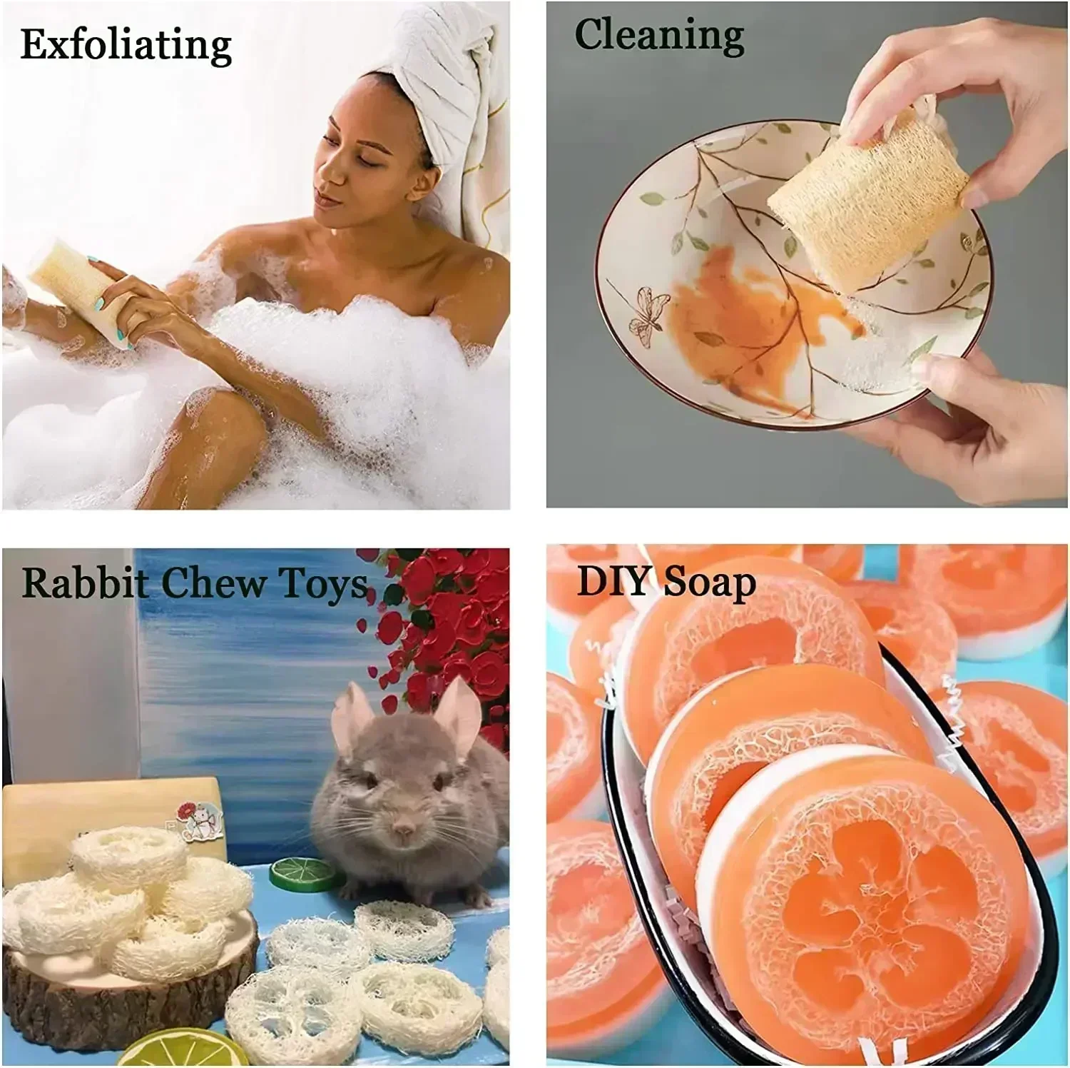 1pcs Natural Bath Loofah Exfoliating Body Sponge with Rope Loofah Scrubber for Skin Care Spa Shower Body Bath Brush Wholesale