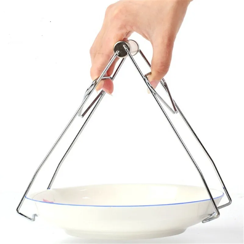 

New Stainless Steel Foldable Hot Dish Plate Bowl Clip Pots Gripper Crockery Holder Clamp Tongs Claw Holder Lifting Kitchen Tools