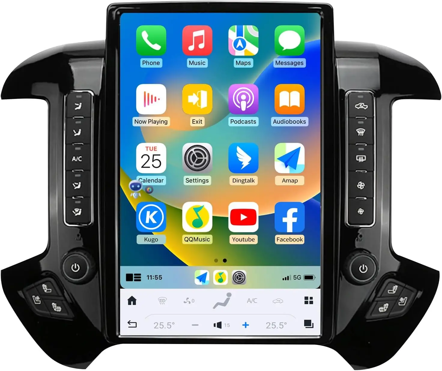 

14.5'' Android Car Radio for Chevrolet Silverado GMC Sierra 2014-2019 2K IPS Carplay Android Auto GPS Navi OEM 4.2'' (Black)
